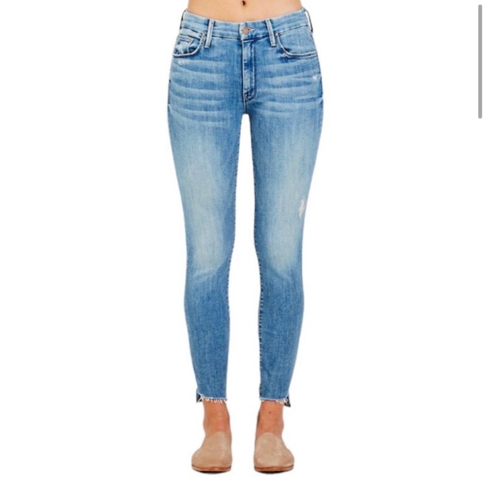 MOTHER Sky Blue Cropped Ankle Jeans